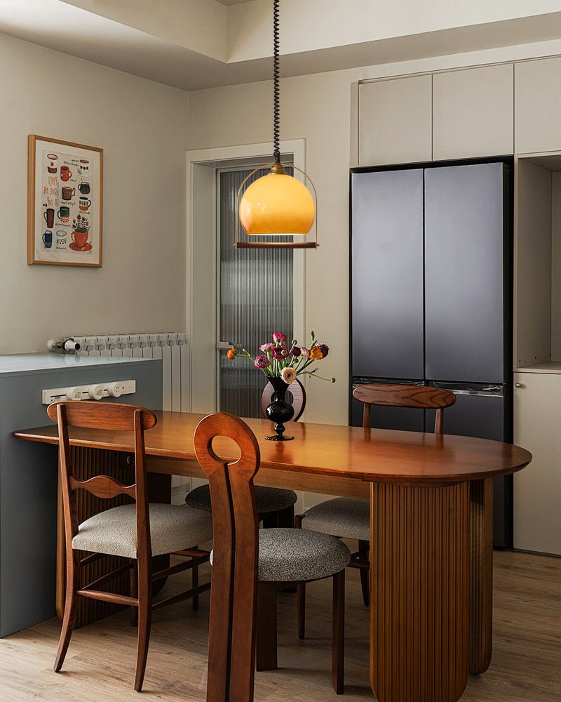 Halcyon Modern Minimalist Arch Wood Pendant Light-Neutral Decor