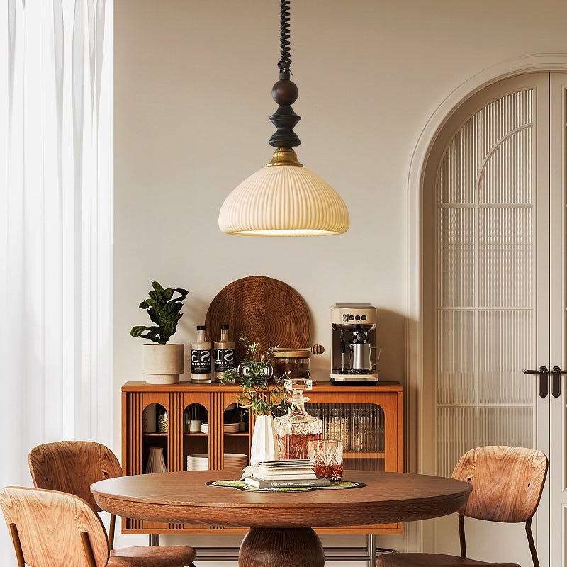Halcyon Modern Minimalist Arch Wood Pendant Light-Neutral Decor
