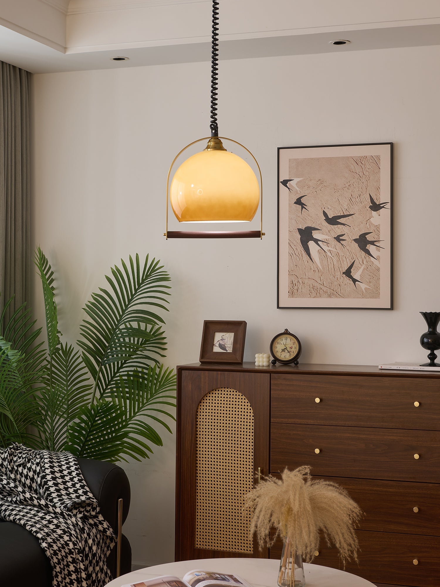 Halcyon Modern Minimalist Arch Wood Pendant Light-Neutral Decor