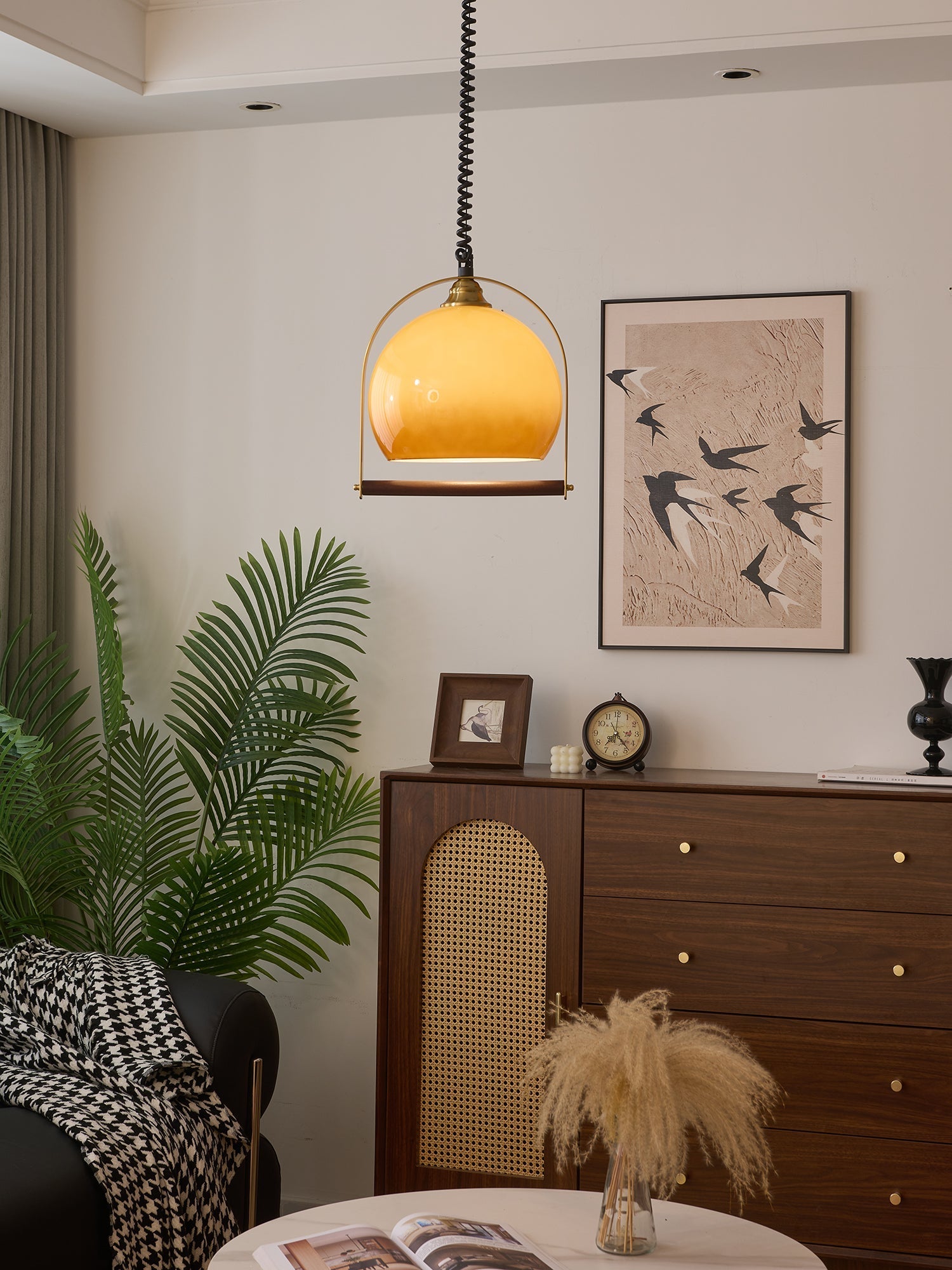 Halcyon Modern Minimalist Arch Wood Pendant Light-Neutral Decor