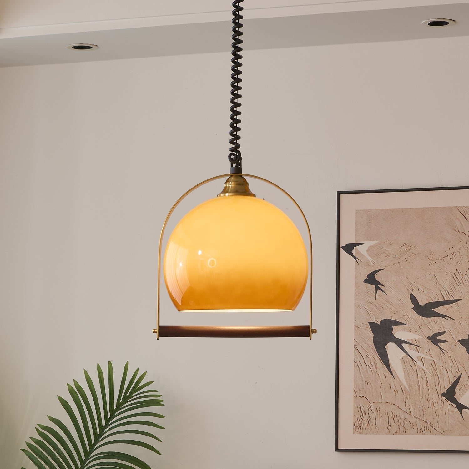 Halcyon Modern Minimalist Arch Wood Pendant Light-Neutral Decor