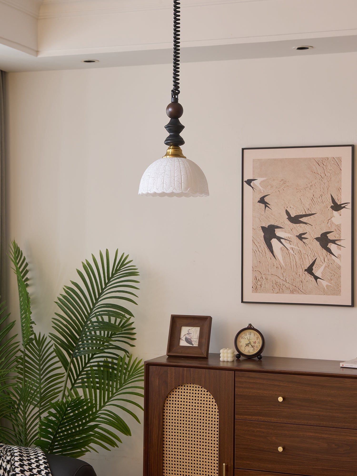 Halcyon Modern Minimalist Arch Wood Pendant Light-Neutral Decor