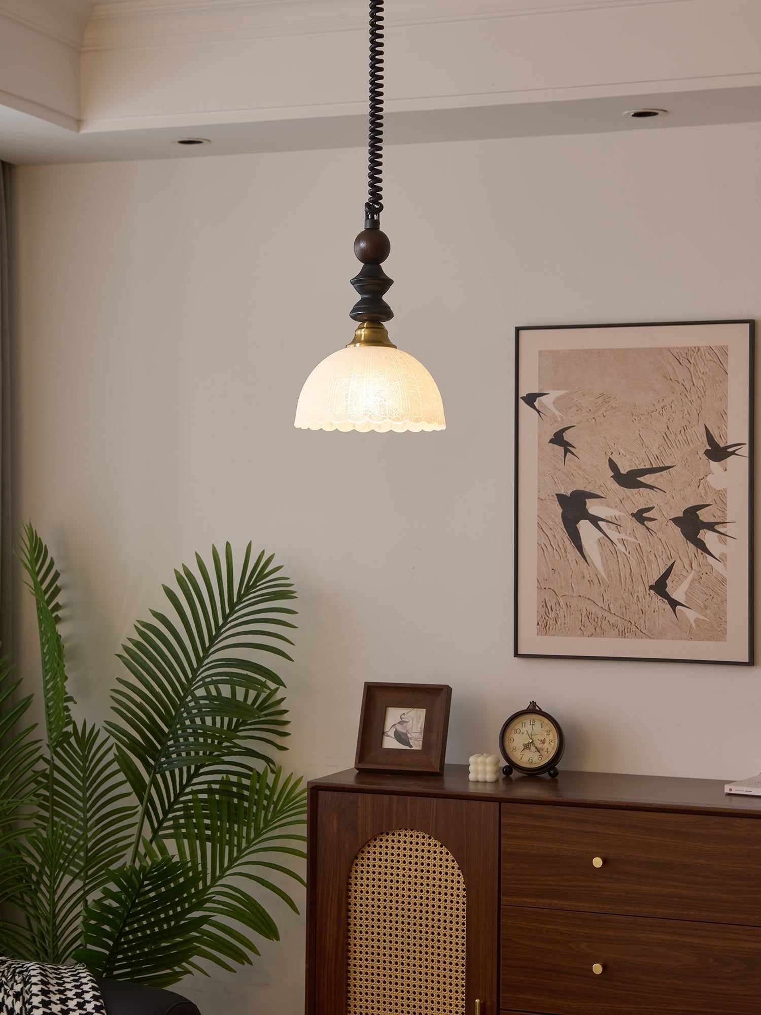 Halcyon Modern Minimalist Arch Wood Pendant Light-Neutral Decor
