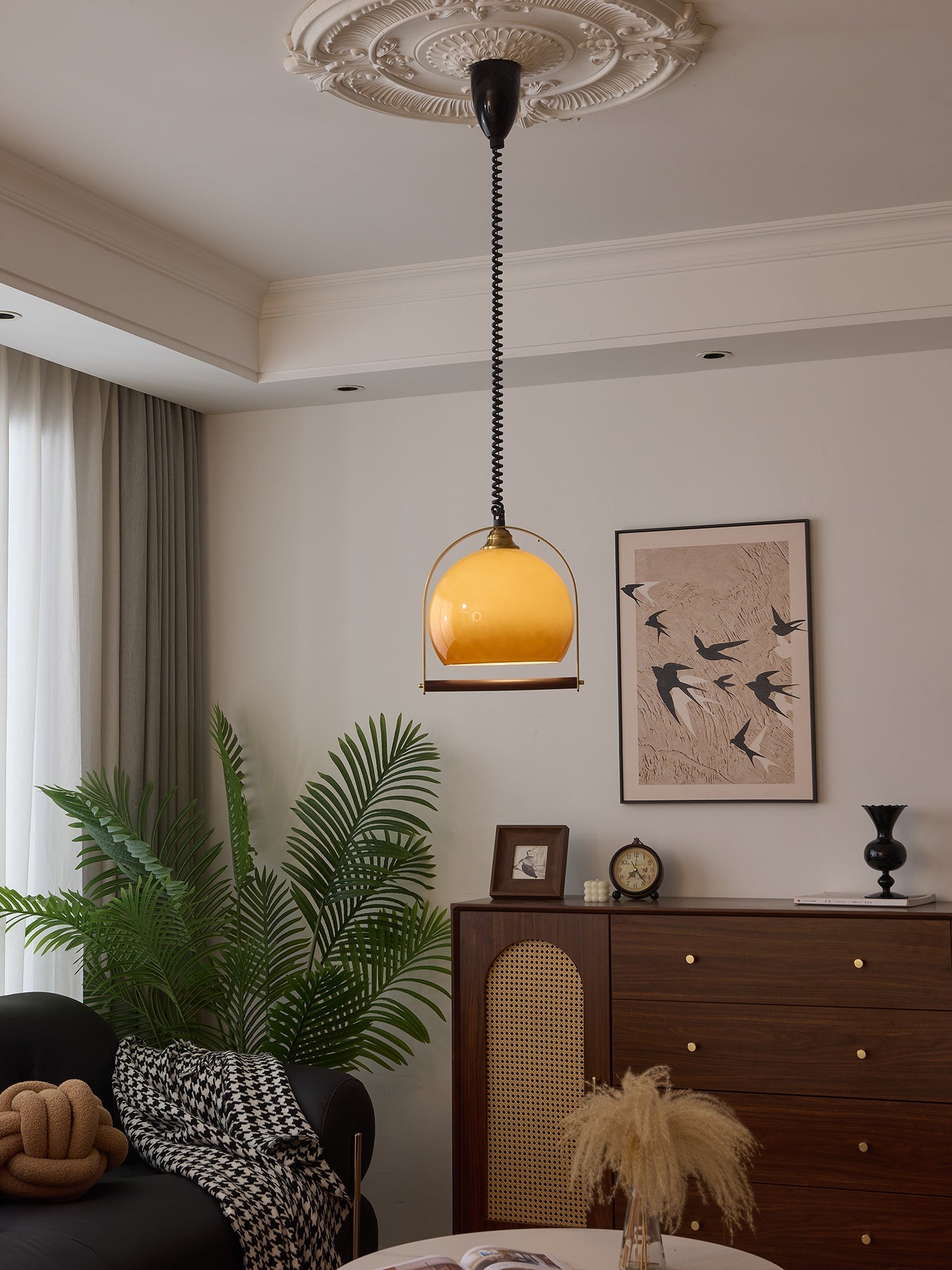 Halcyon Modern Minimalist Arch Wood Pendant Light-Neutral Decor
