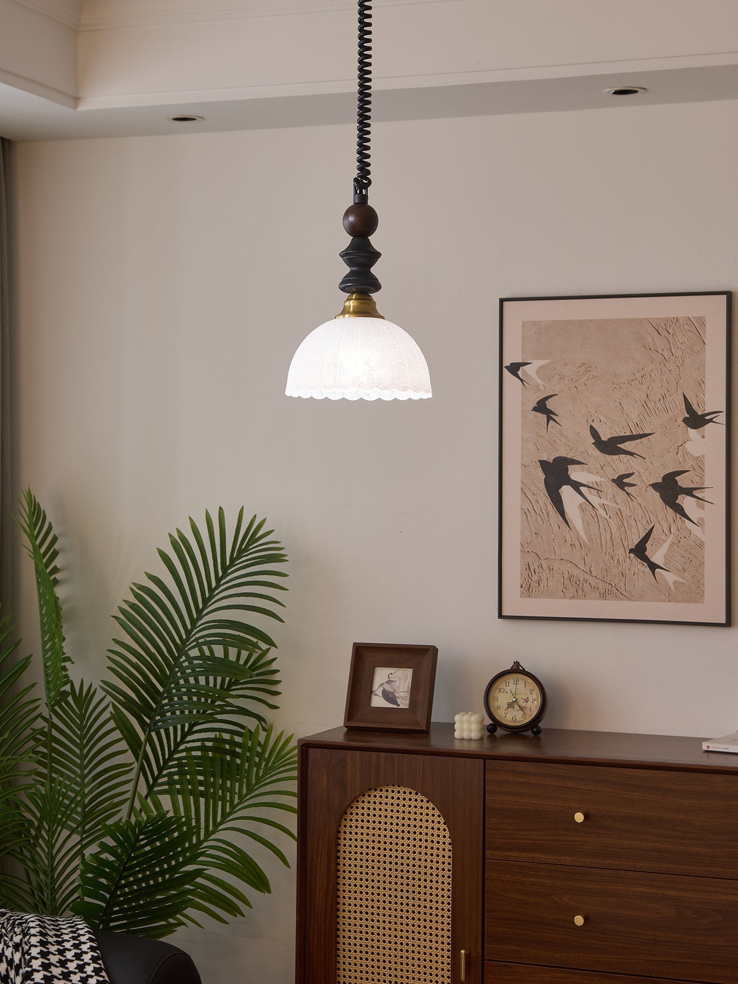 Halcyon Modern Minimalist Arch Wood Pendant Light-Neutral Decor