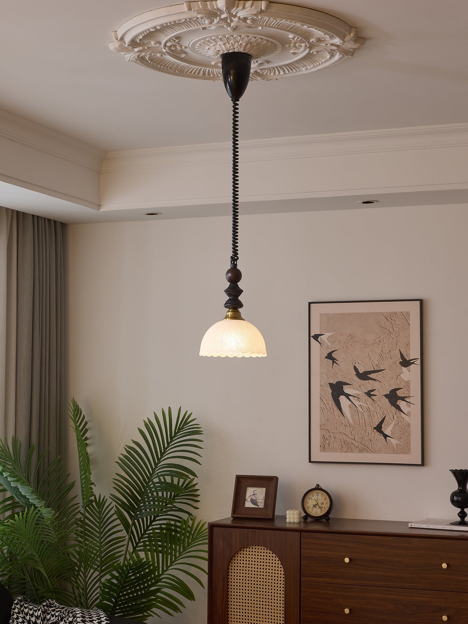 Halcyon Modern Minimalist Arch Wood Pendant Light-Neutral Decor