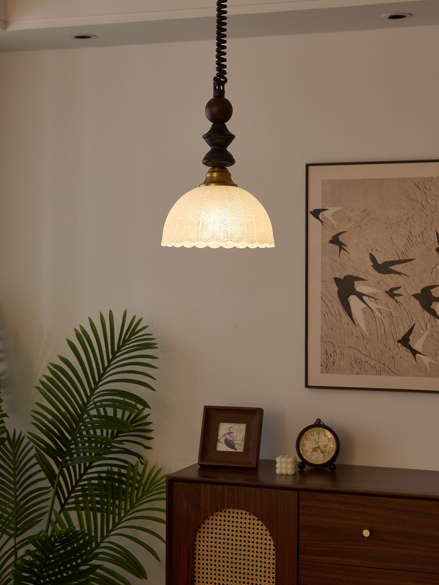 Halcyon Modern Minimalist Arch Wood Pendant Light-Neutral Decor