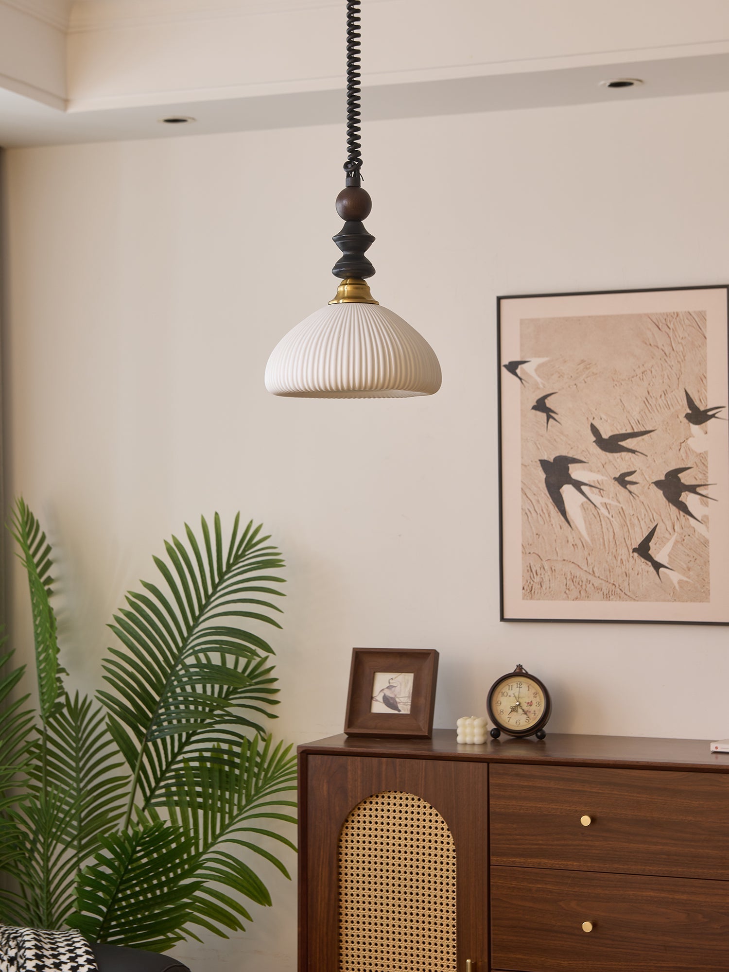 Halcyon Modern Minimalist Arch Wood Pendant Light-Neutral Decor