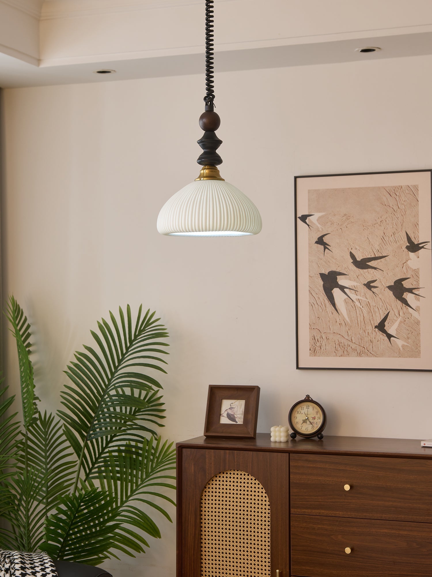 Halcyon Modern Minimalist Arch Wood Pendant Light-Neutral Decor