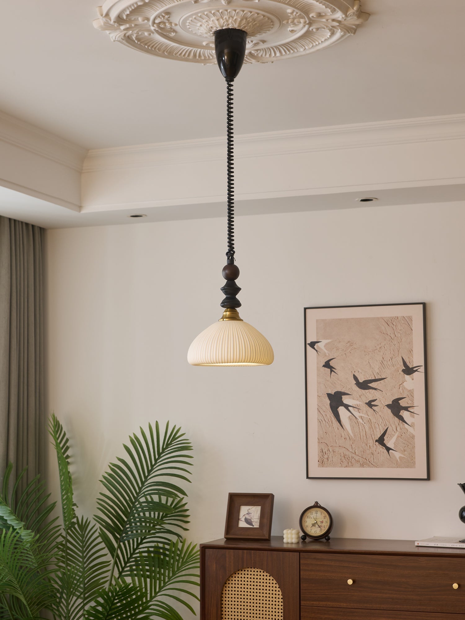 Halcyon Modern Minimalist Arch Wood Pendant Light-Neutral Decor