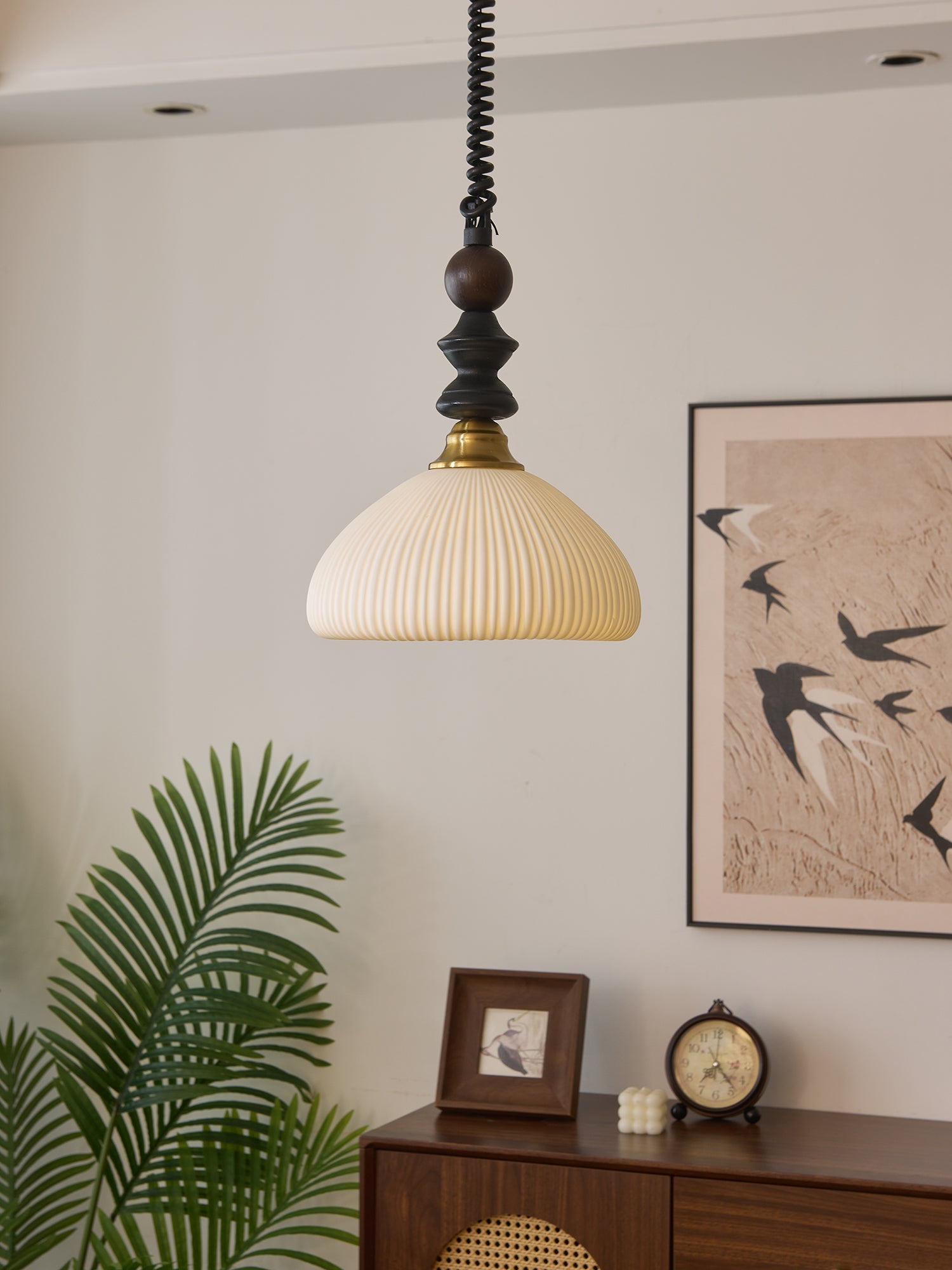 Halcyon Modern Minimalist Arch Wood Pendant Light-Neutral Decor