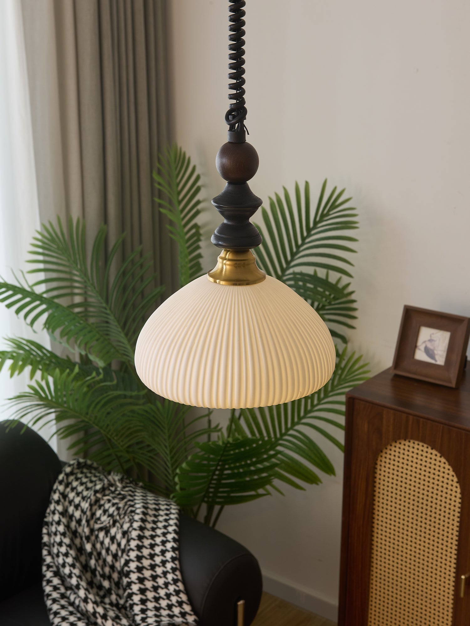 Halcyon Modern Minimalist Arch Wood Pendant Light-Neutral Decor