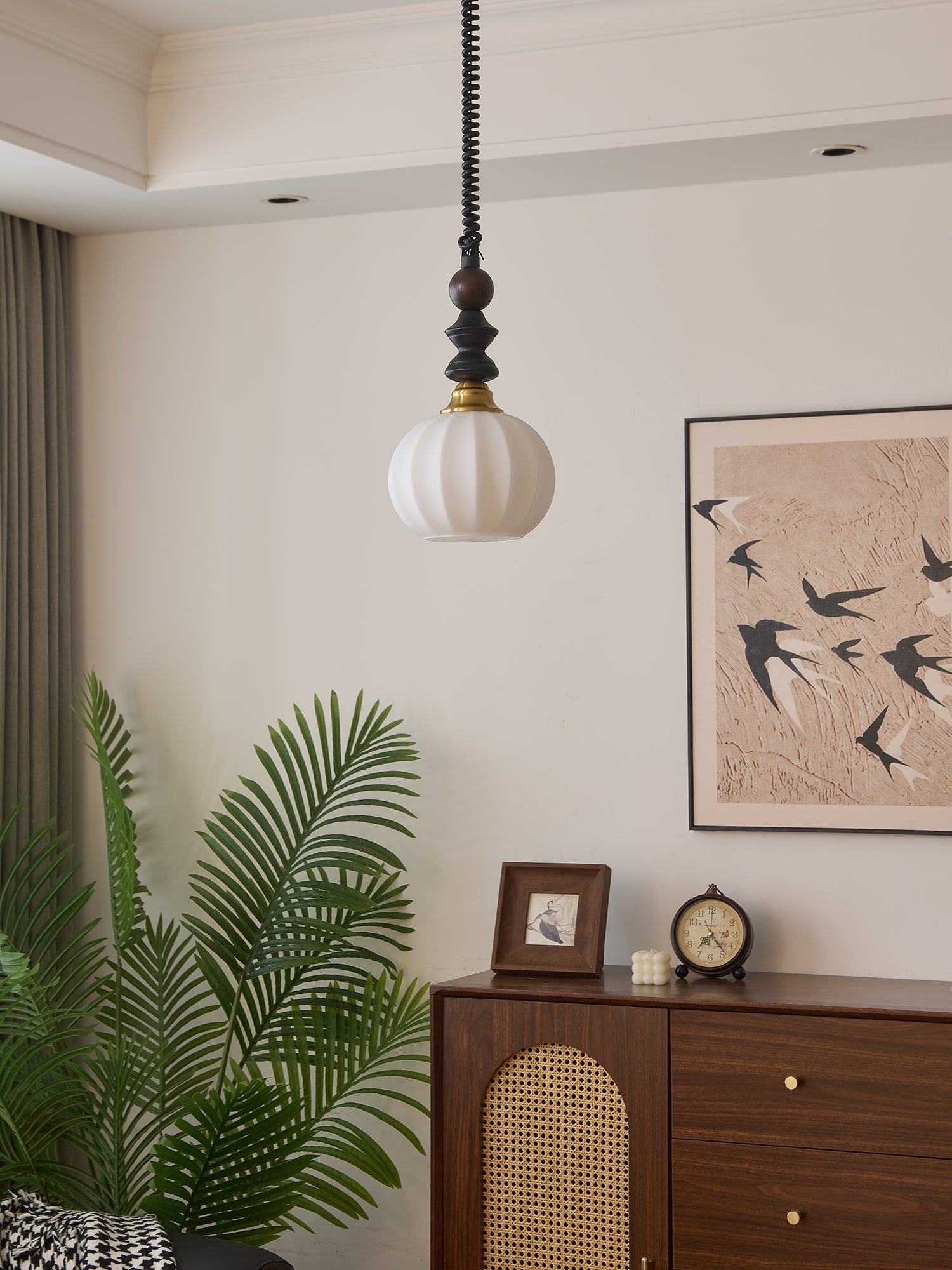 Halcyon Modern Minimalist Arch Wood Pendant Light-Neutral Decor