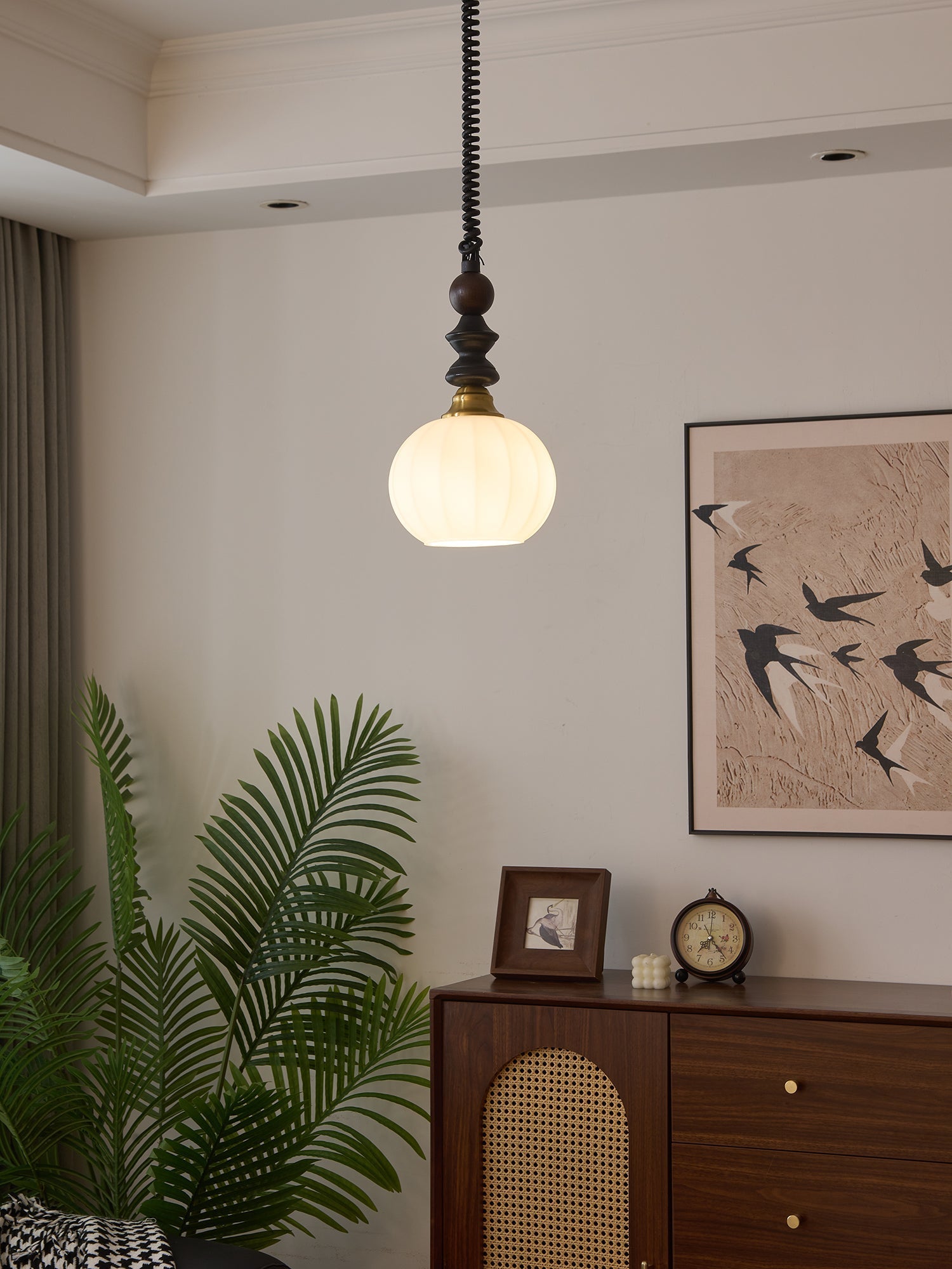 Halcyon Modern Minimalist Arch Wood Pendant Light-Neutral Decor