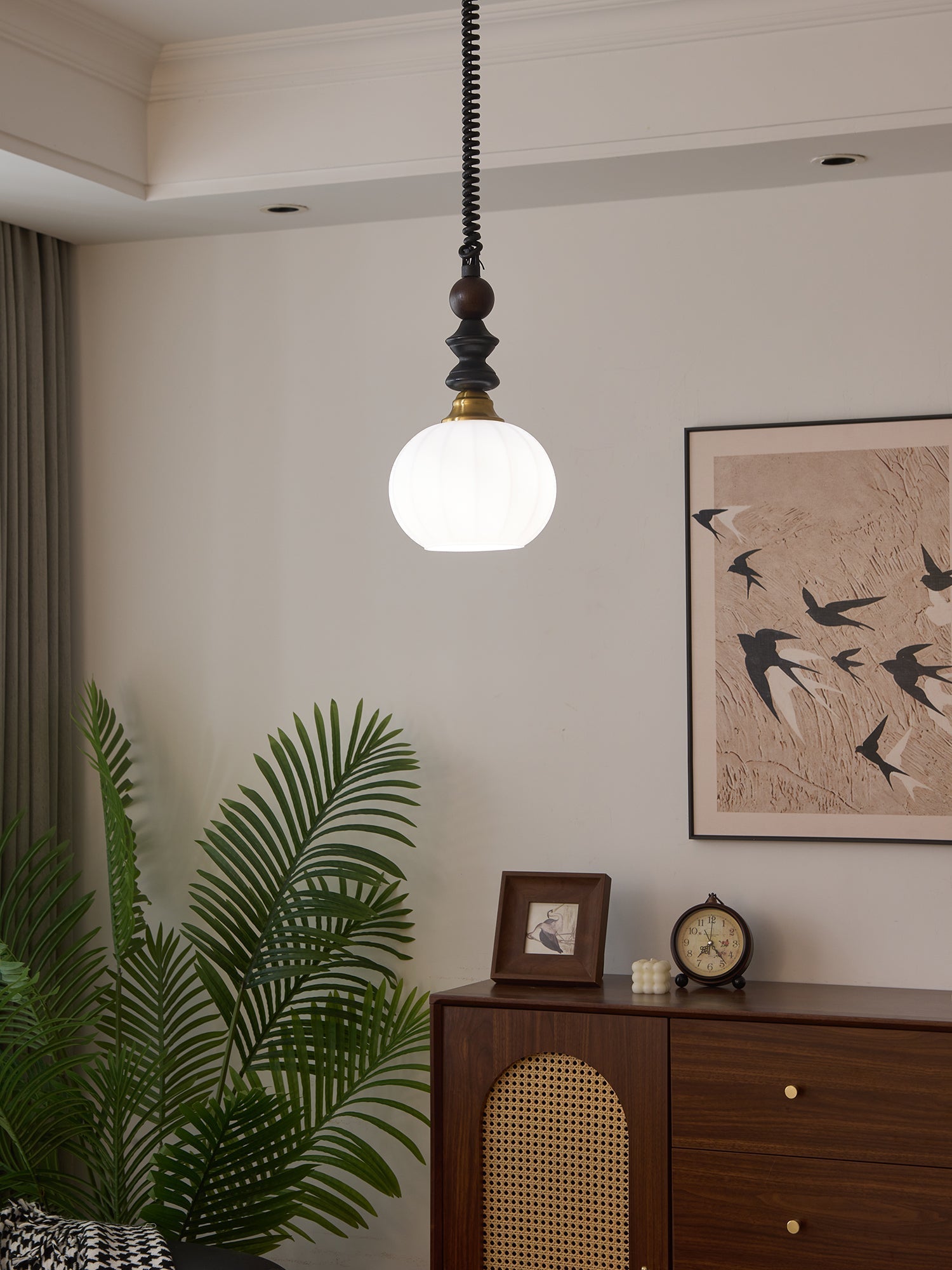 Halcyon Modern Minimalist Arch Wood Pendant Light-Neutral Decor