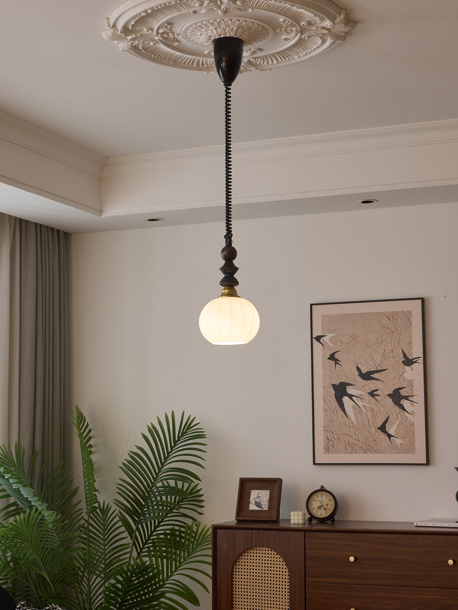 Halcyon Modern Minimalist Arch Wood Pendant Light-Neutral Decor