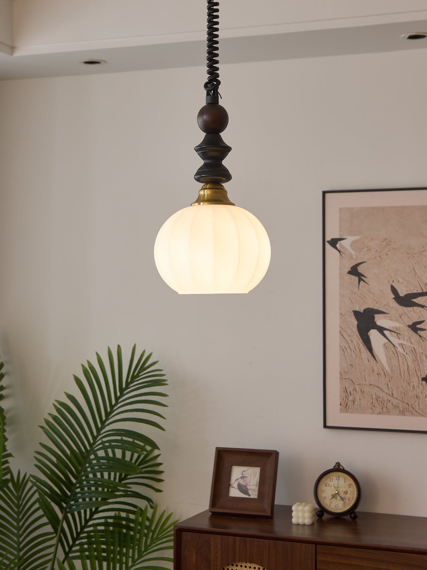 Halcyon Modern Minimalist Arch Wood Pendant Light-Neutral Decor