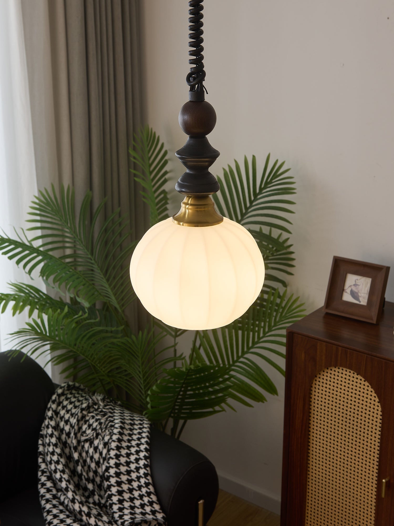 Halcyon Modern Minimalist Arch Wood Pendant Light-Neutral Decor