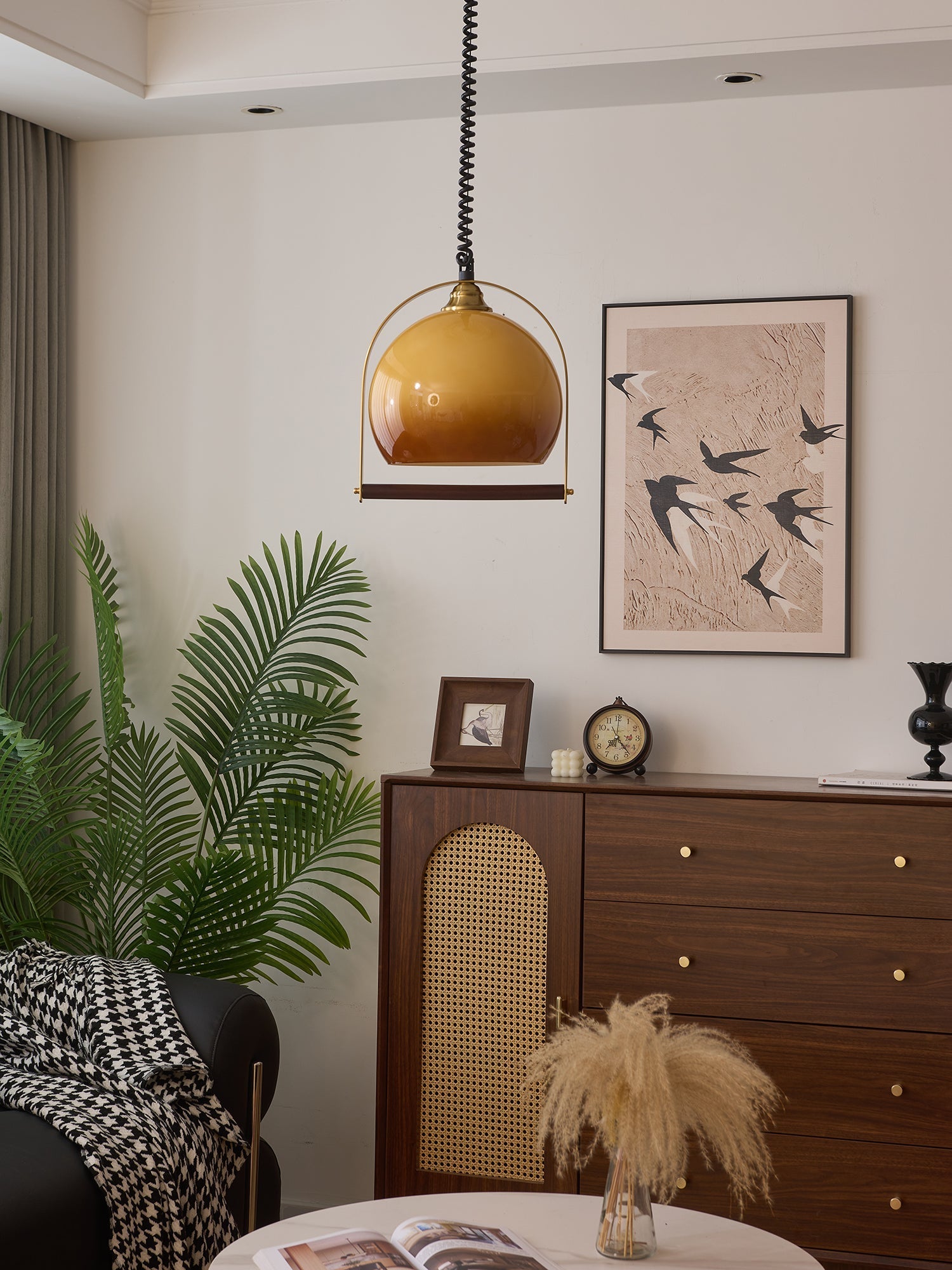 Halcyon Modern Minimalist Arch Wood Pendant Light-Neutral Decor
