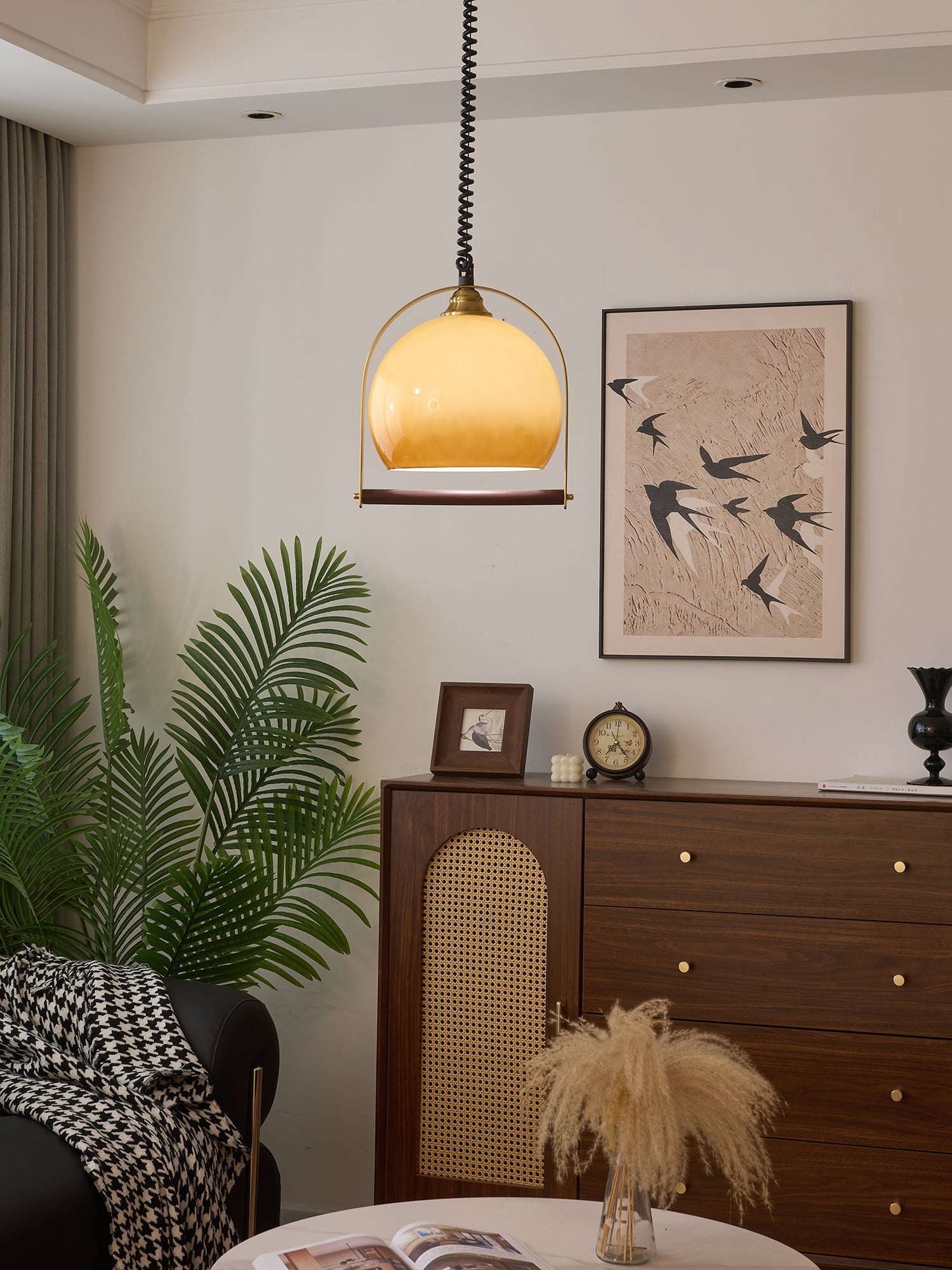 Halcyon Modern Minimalist Arch Wood Pendant Light-Neutral Decor