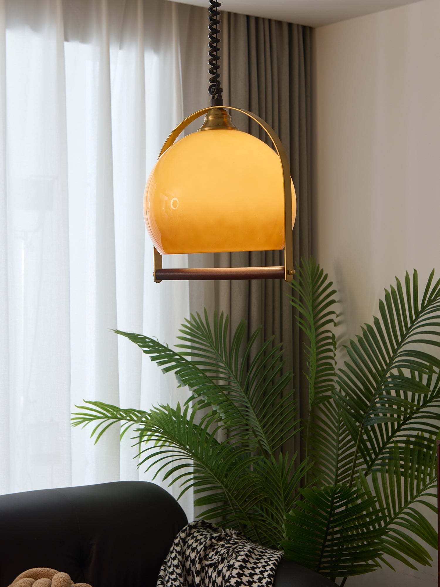 Halcyon Modern Minimalist Arch Wood Pendant Light-Neutral Decor