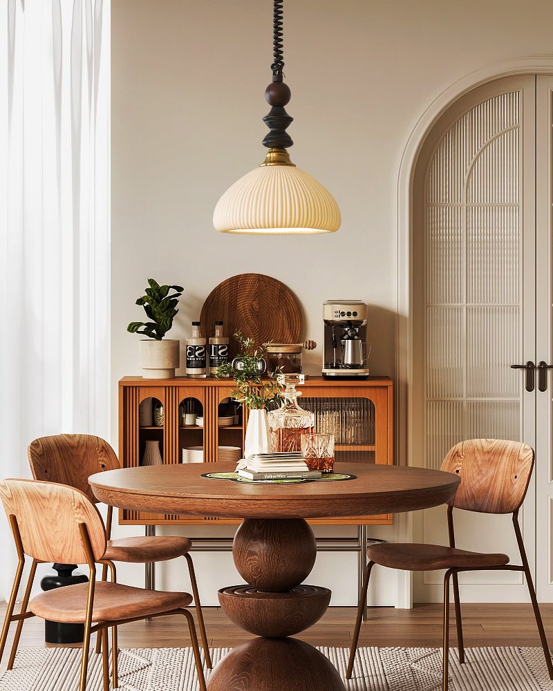 Halcyon Modern Minimalist Arch Wood Pendant Light-Neutral Decor
