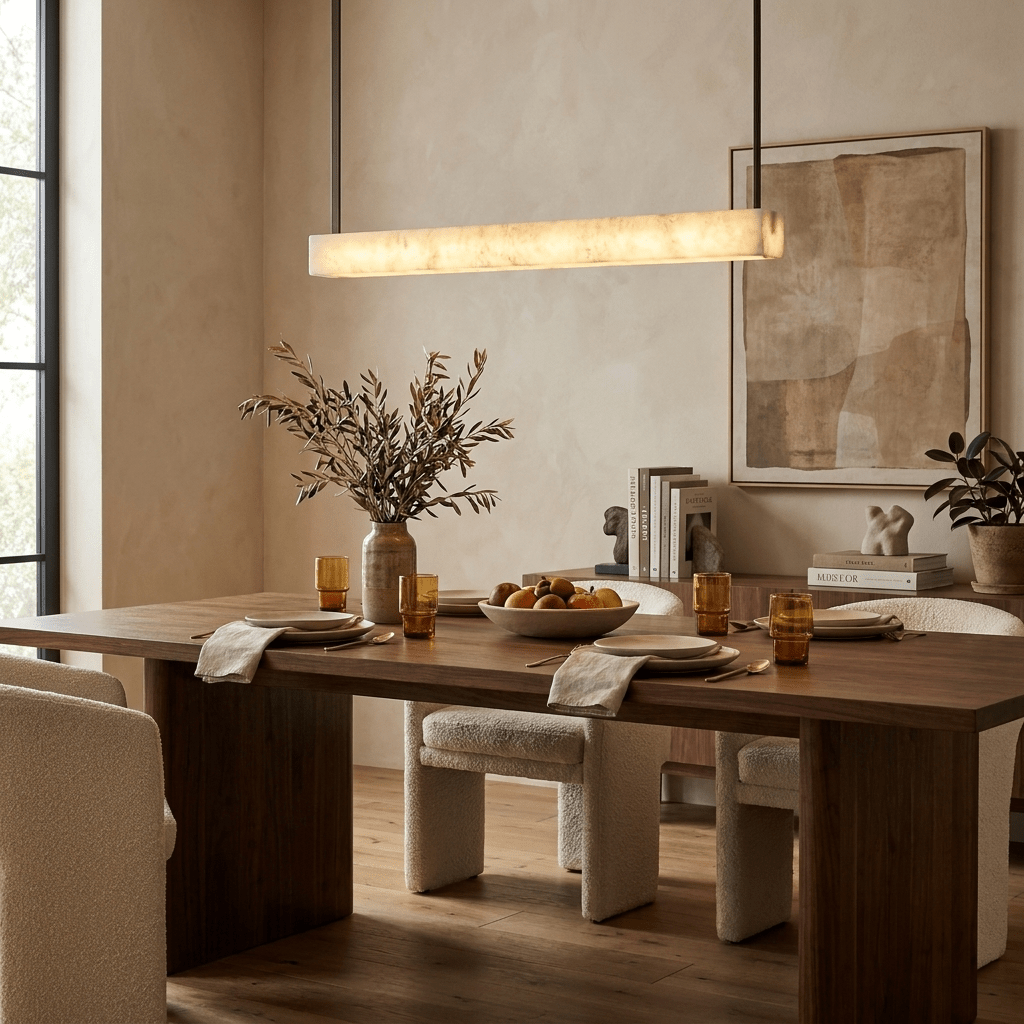 Halia Alabaster Linear Pendant Lamp-Neutral Decor