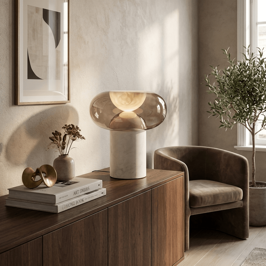 Halo Alabaster Table Lamp-Neutral Decor