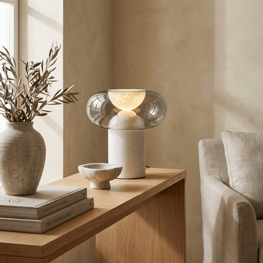 Halo Alabaster Table Lamp-Neutral Decor