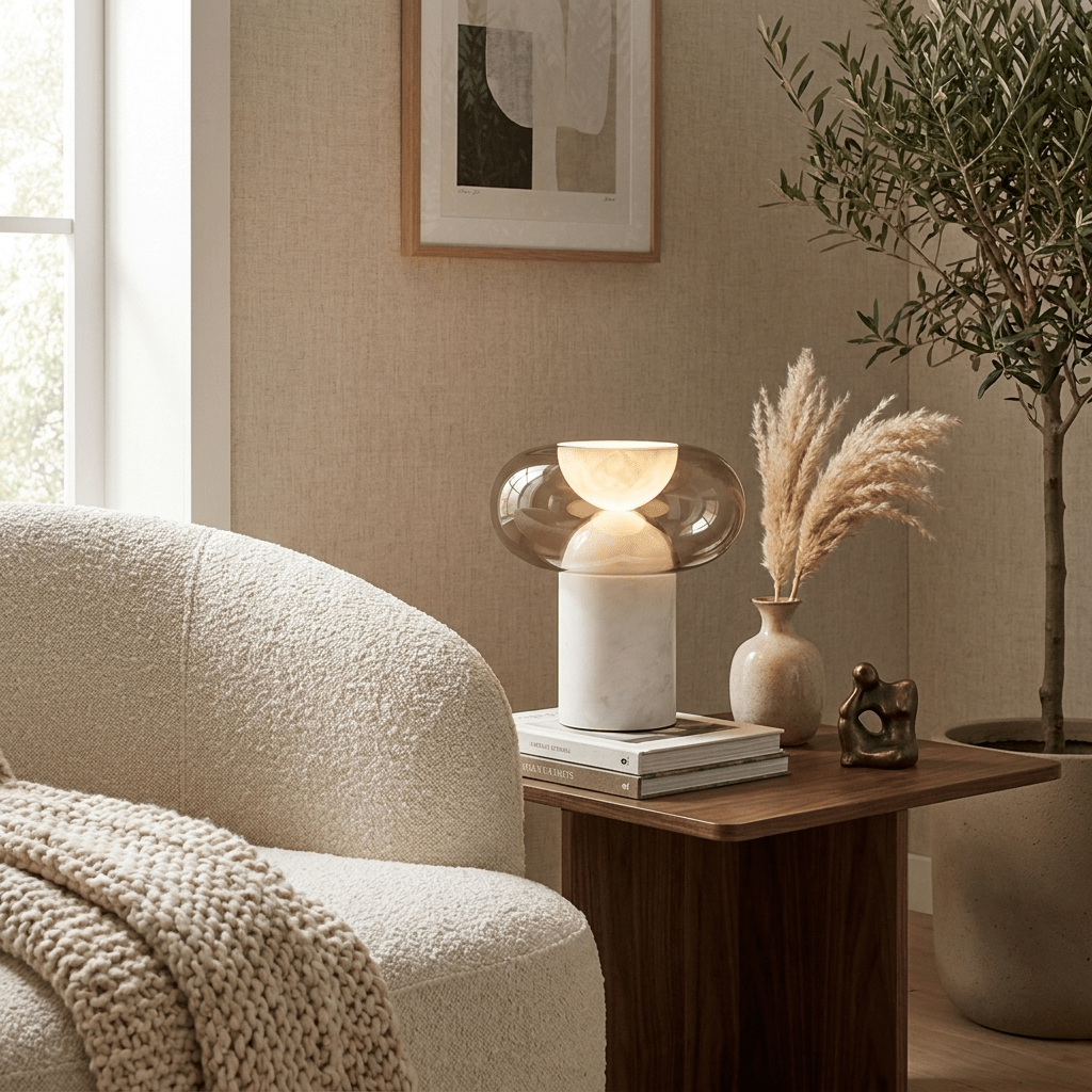 Halo Alabaster Table Lamp-Neutral Decor