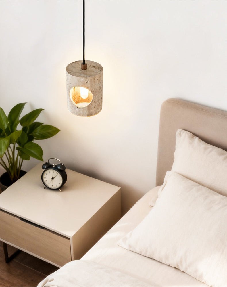 Ula Halo Yellow Travertine Pendant Lamp-Neutral Decor