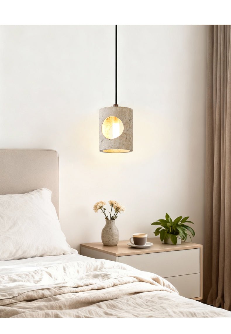 Ula Halo Yellow Travertine Pendant Lamp-Neutral Decor