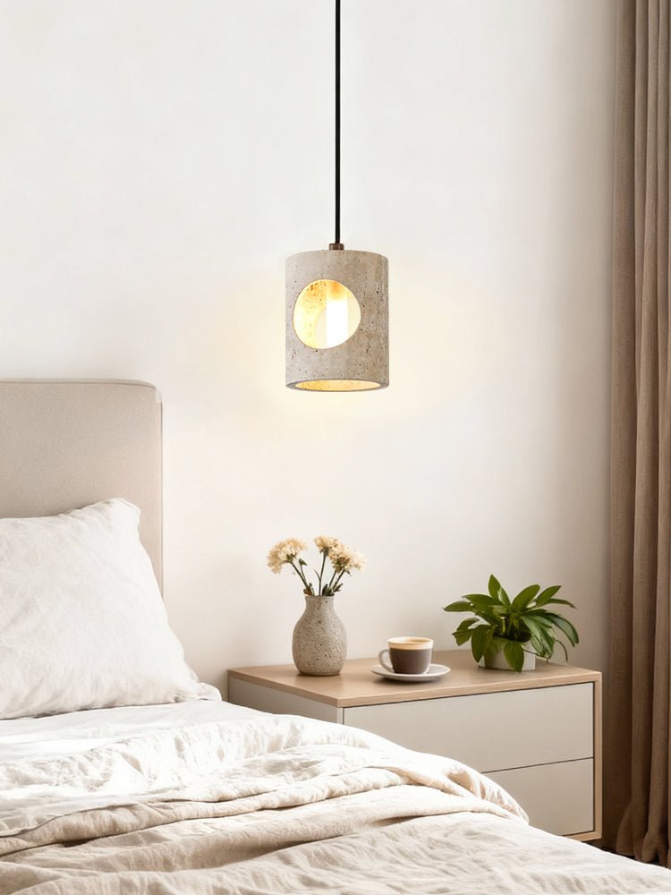 Ula Halo Yellow Travertine Pendant Lamp-Neutral Decor