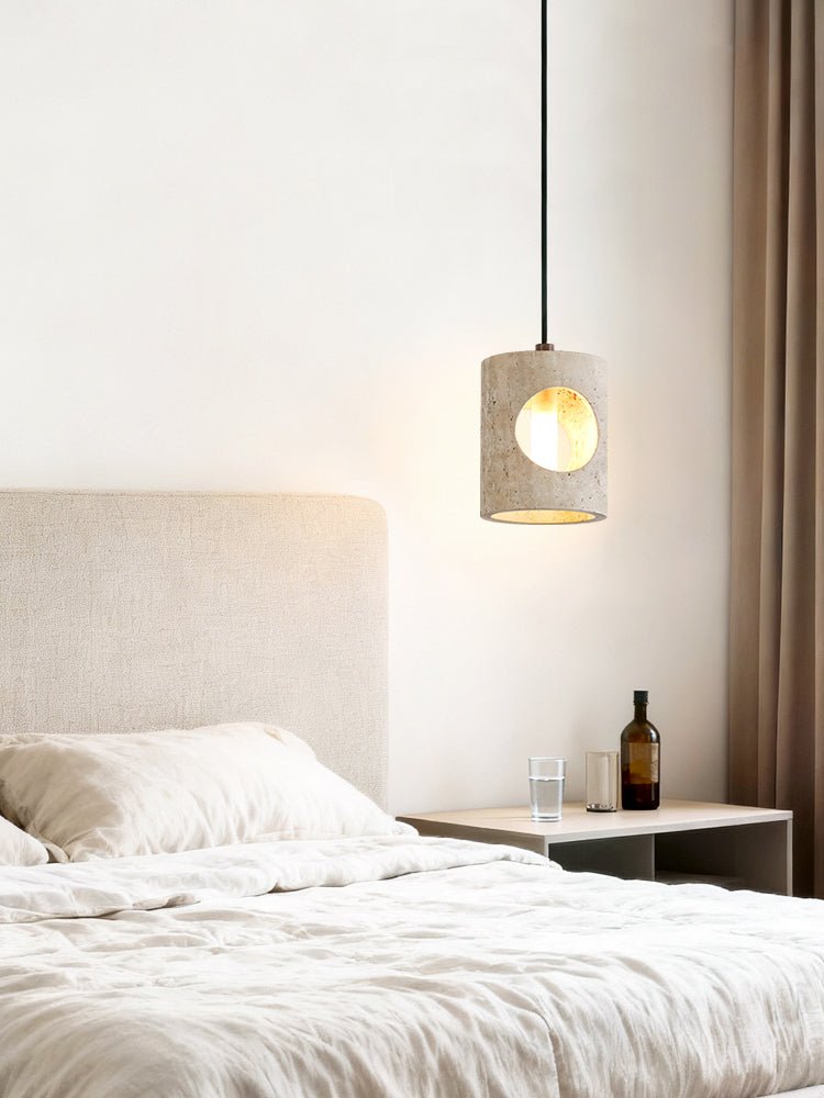 Ula Halo Yellow Travertine Pendant Lamp-Neutral Decor