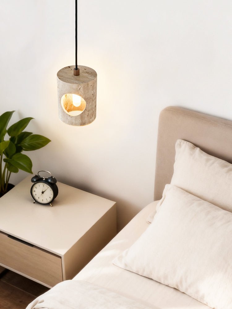 Ula Halo Yellow Travertine Pendant Lamp-Neutral Decor