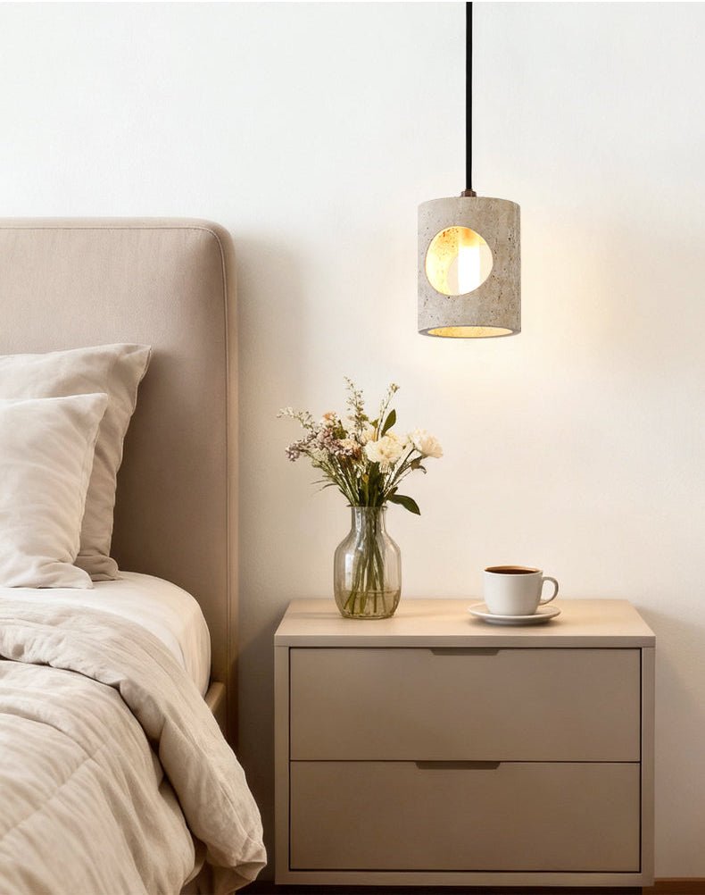 Ula Halo Yellow Travertine Pendant Lamp-Neutral Decor