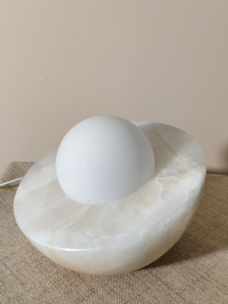 Fryle Jade Minimalist Halo Table Lamp-Neutral Decor