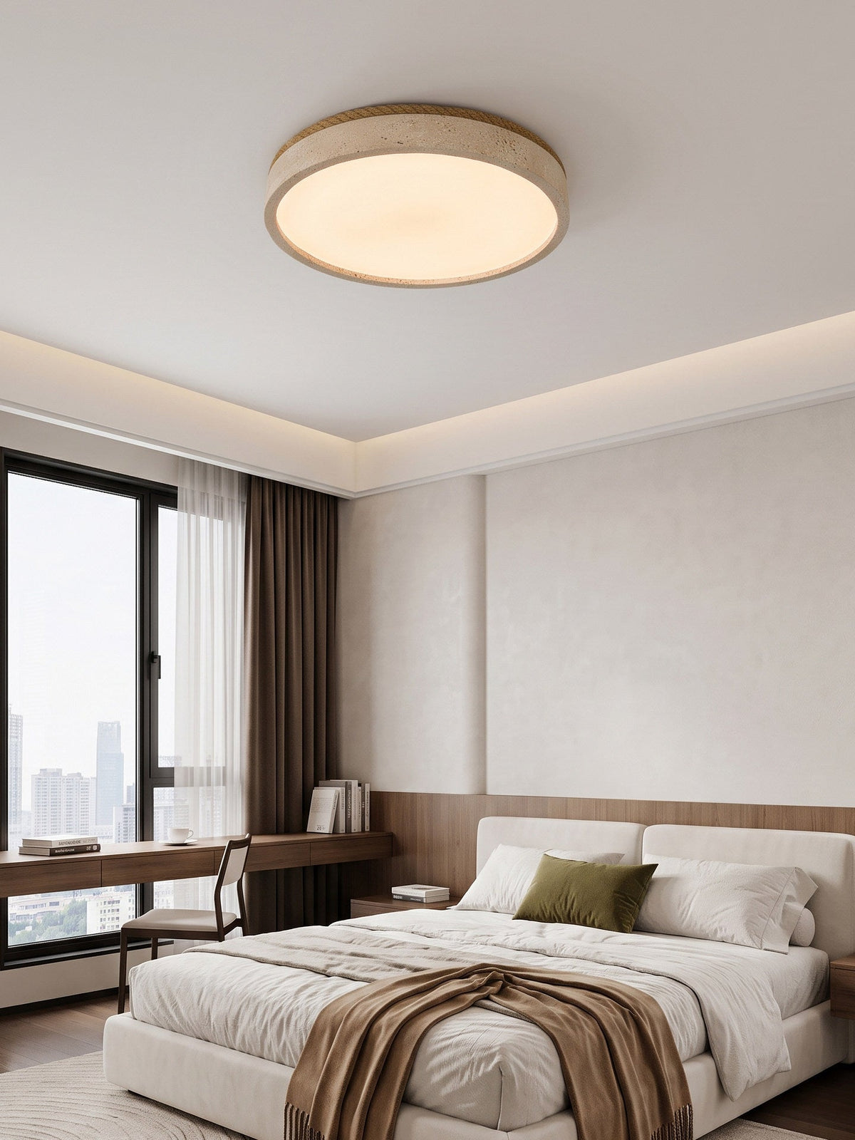 Haverleigh Travertine Flush Mount Light