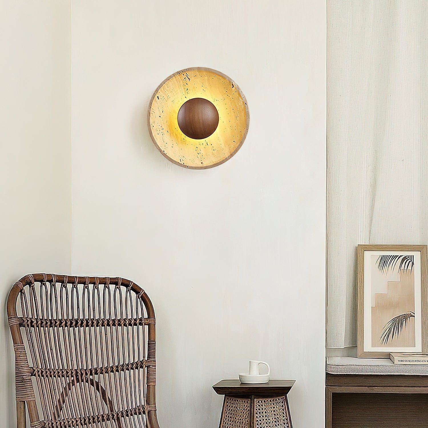 Aveny Sun Travertine Wall Lamp