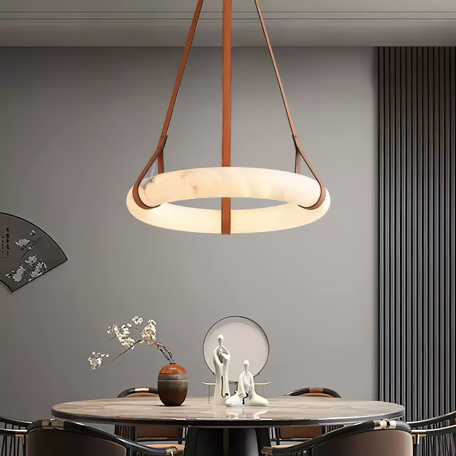 Erzorila Circular Alabaster Pendant Light-Neutral Decor