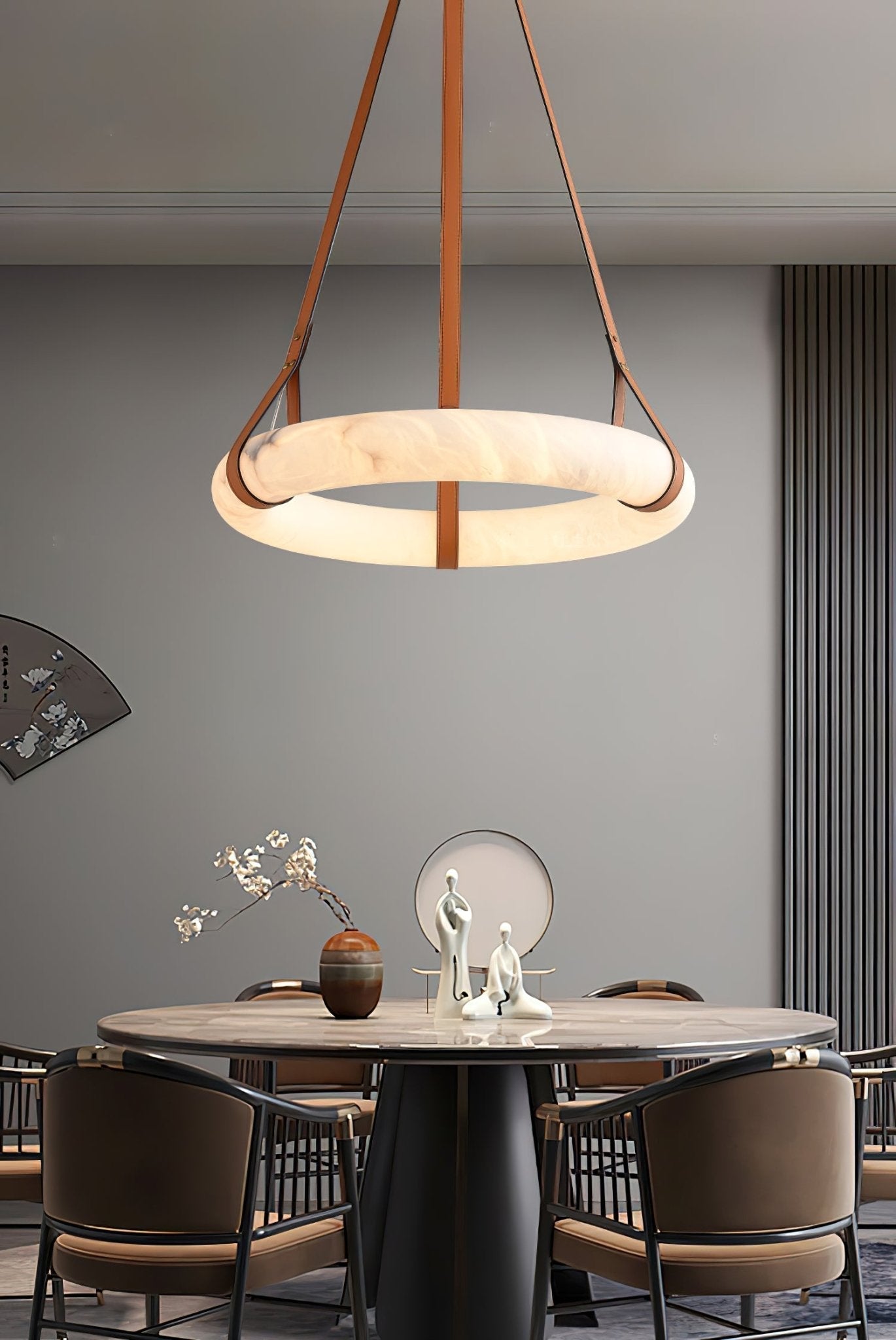 Erzorila Circular Alabaster Pendant Light-Neutral Decor