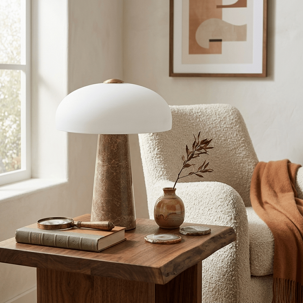 Haloire Marble Table Lamp-Neutral Decor