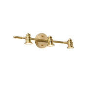 Front view of the Halophane Brass Wall Lamp with three heads.