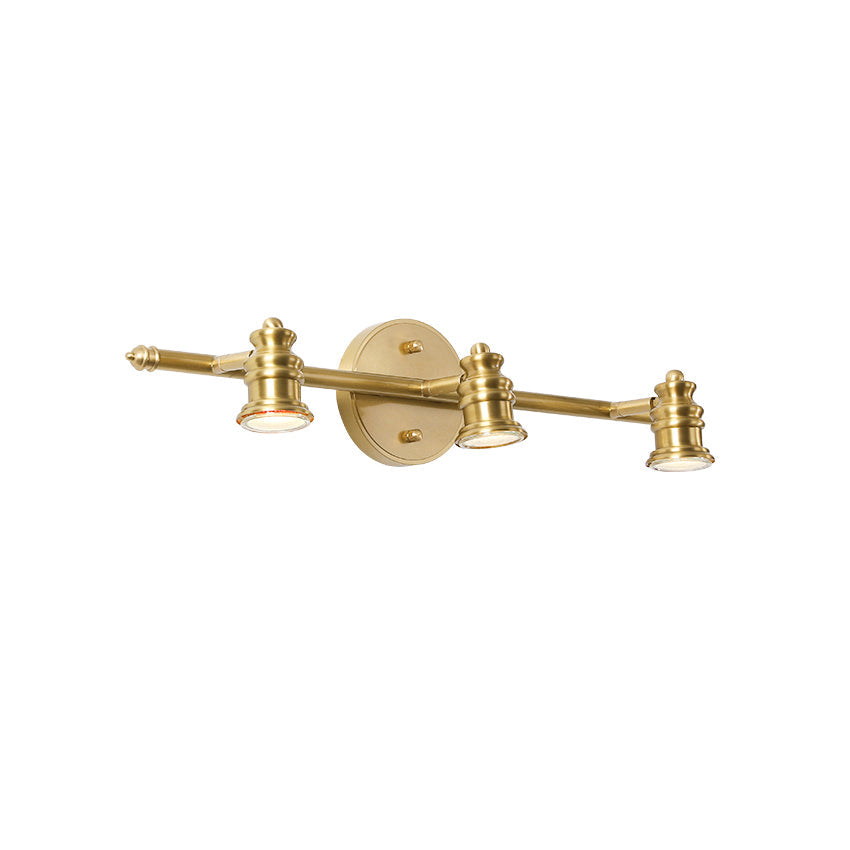 Front view of the Halophane Brass Wall Lamp with three heads.
