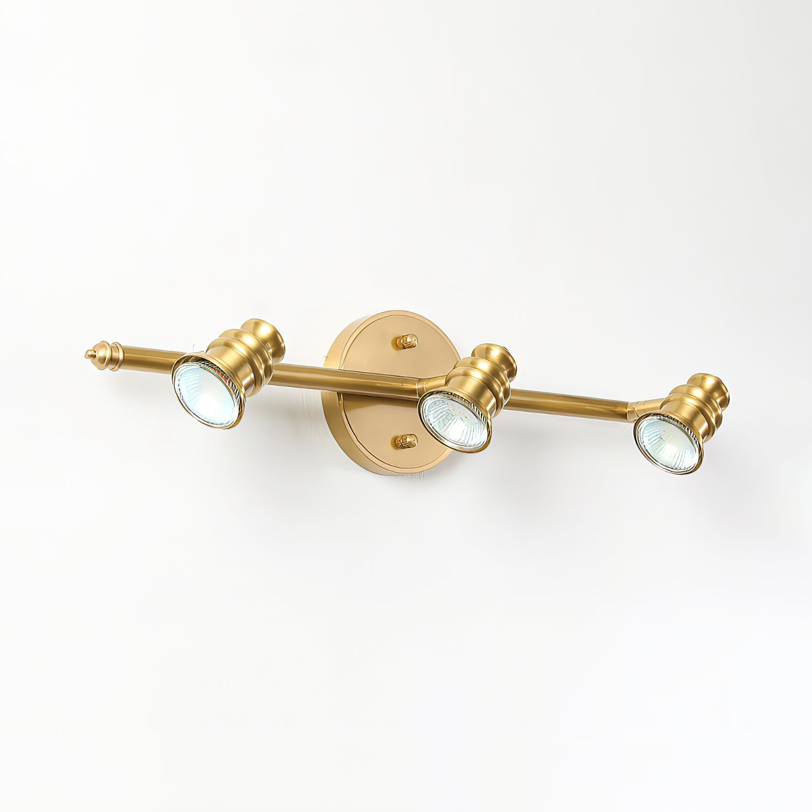 Front view of the two-head Halophane Brass Wall Lamp.