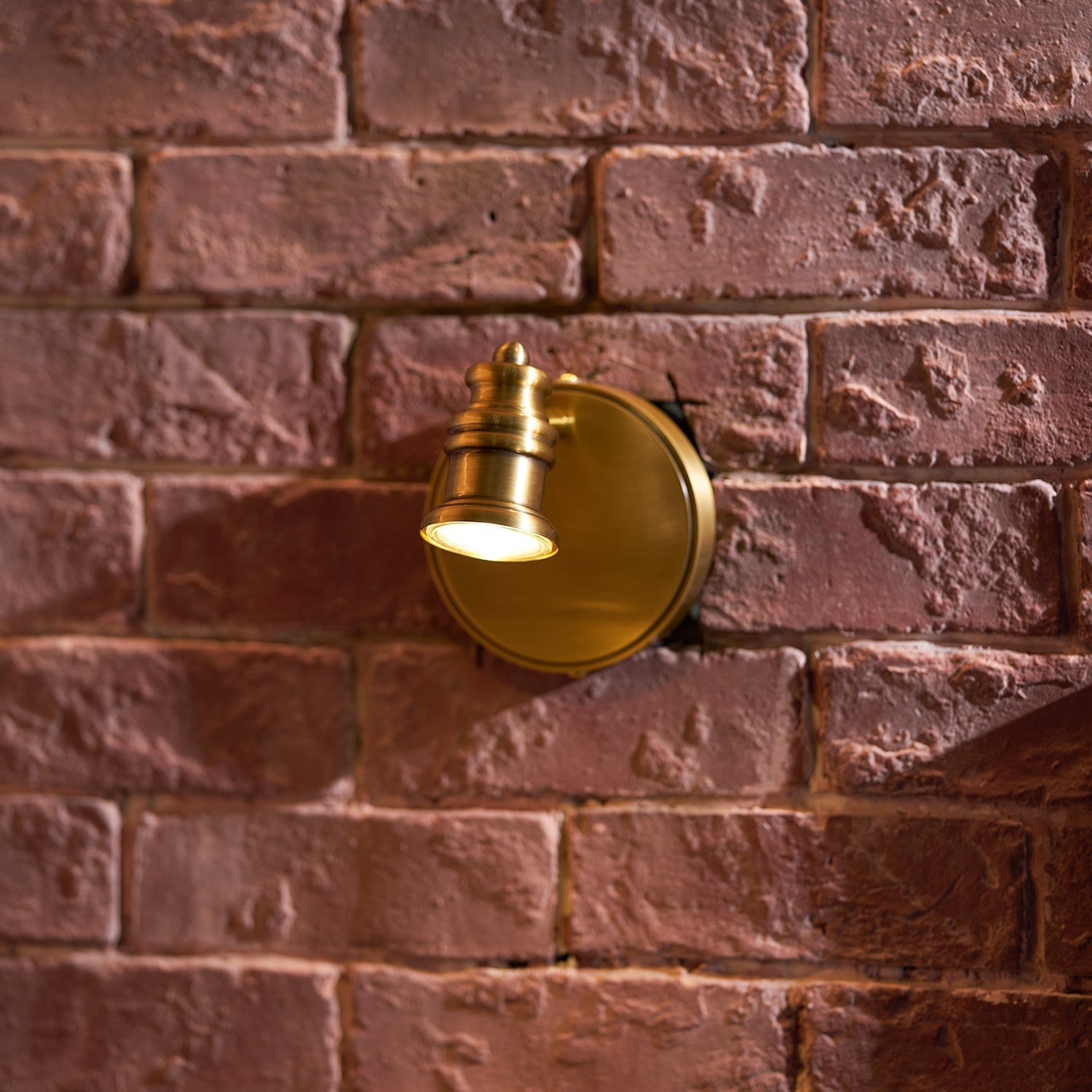 The Halophane Brass Wall Lamp from a low angle.