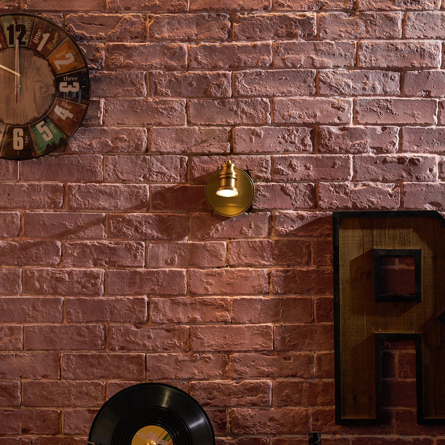 Close-up of the polished brass texture.