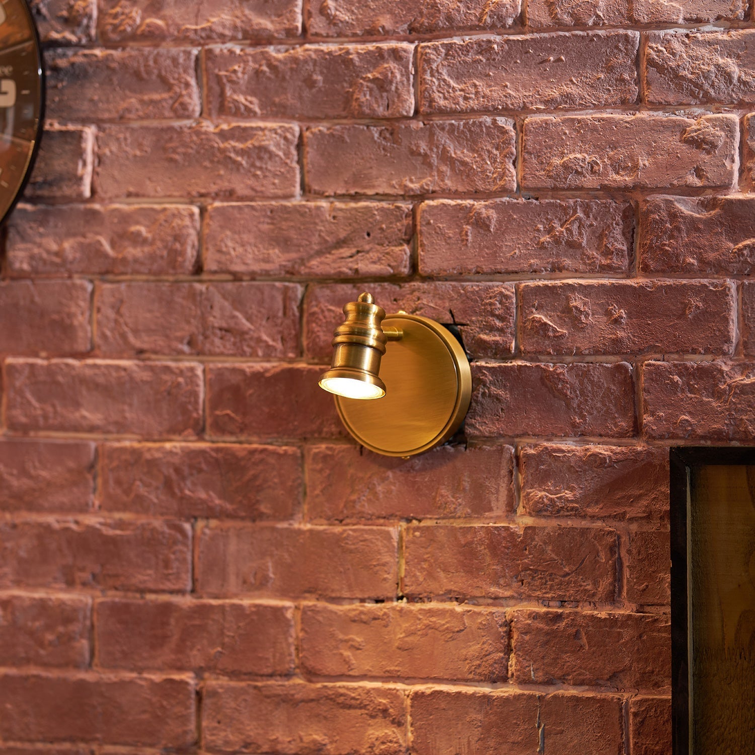 Front view of the Halophane Brass Wall Lamp with one head.