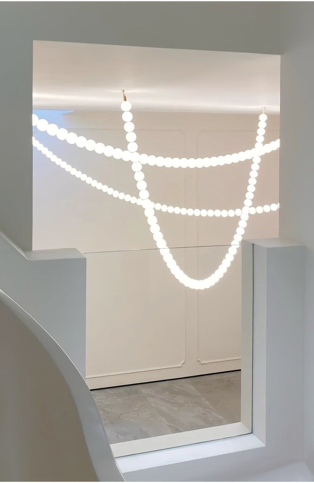 PearlCascade Glass Bead Chandelier-Neutral Decor