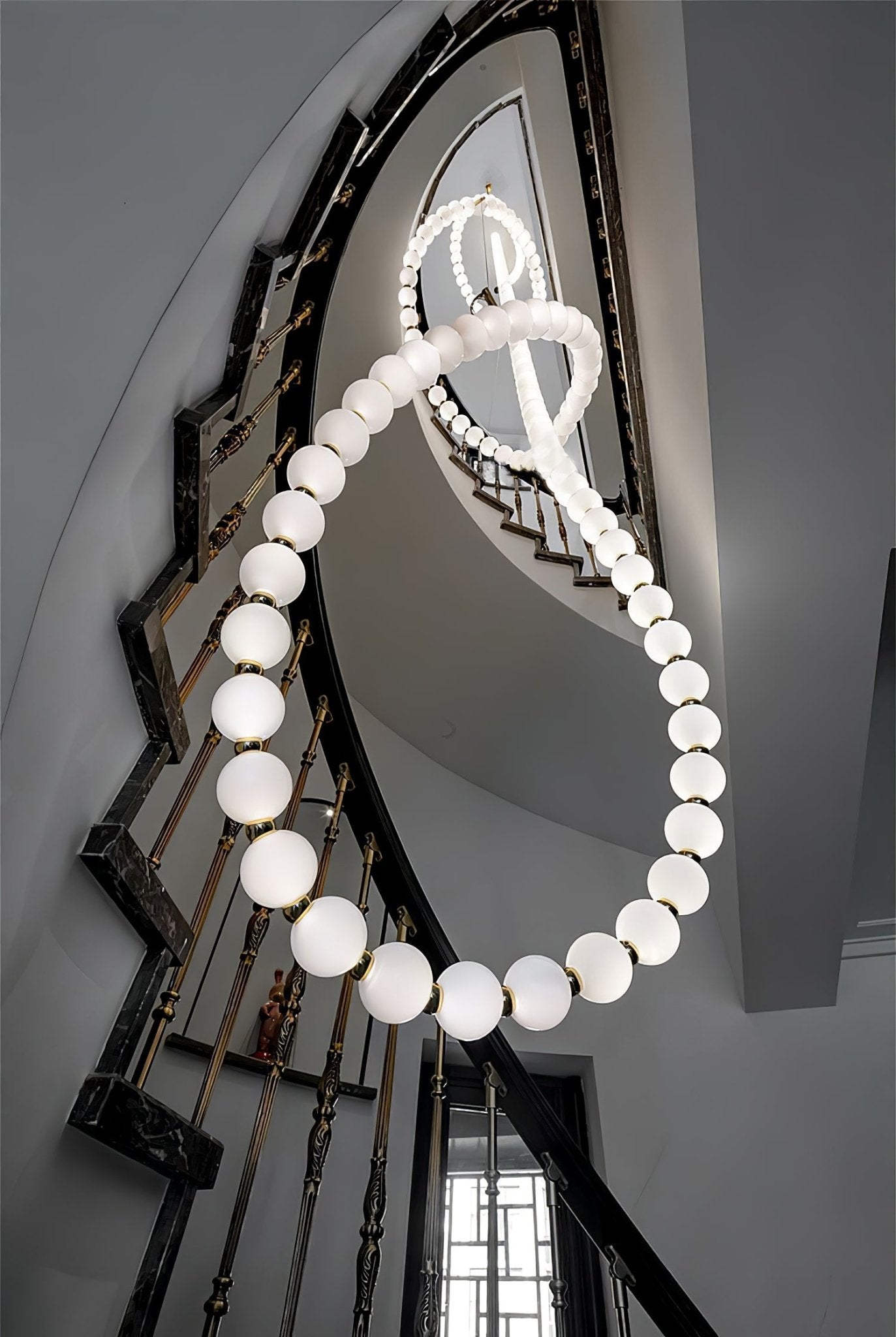 PearlCascade Glass Bead Chandelier-Neutral Decor